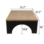 Modern Rustic Wooden Coffee Table with Black Base – Solid Wood Top and Arch Design Legs, Perfect for Living Room, Office, or Lounge