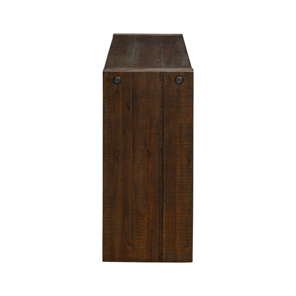 Modern Solid Wood 54' Console Table with Distressed Finish in Brown Console Table