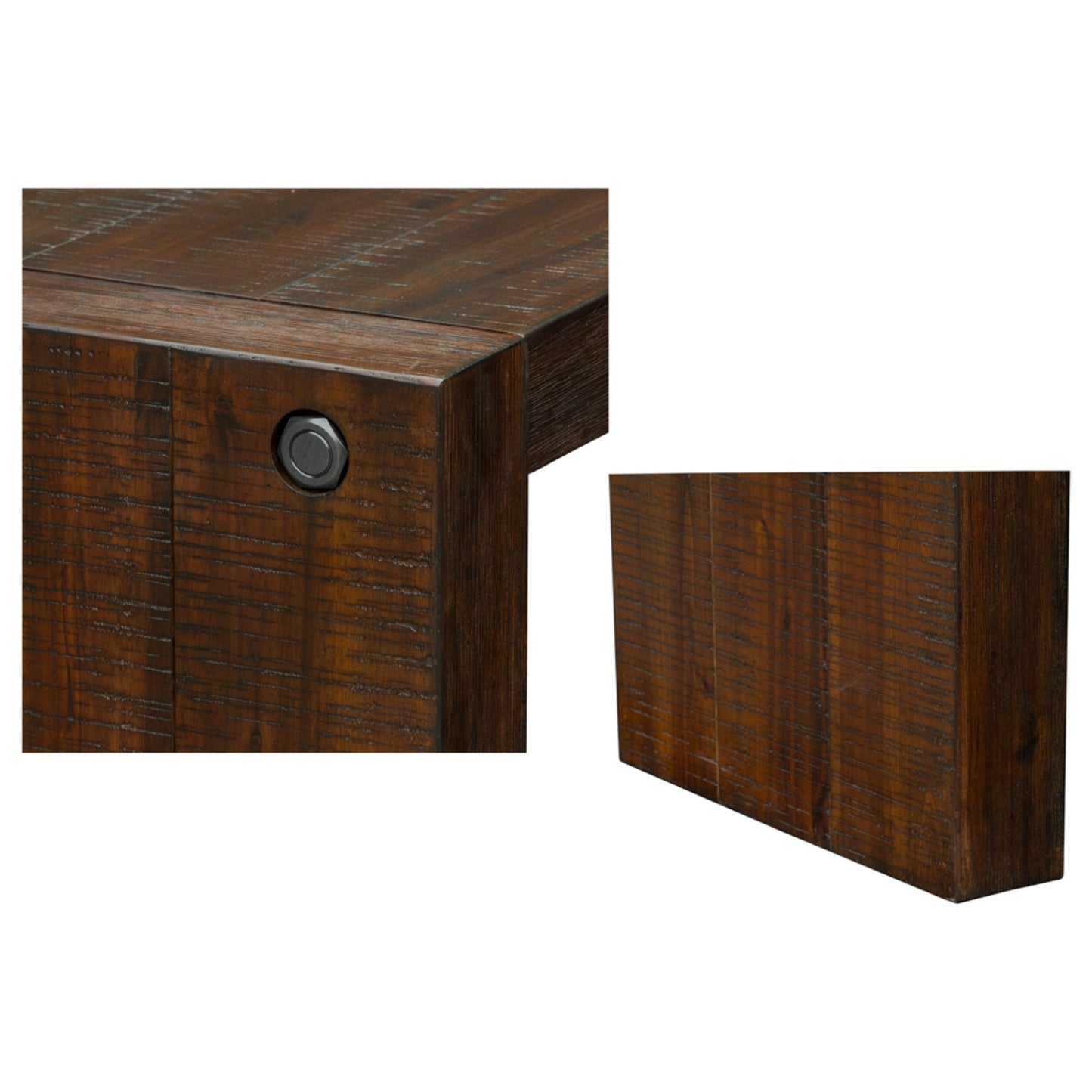 Modern Solid Wood 54' Console Table with Distressed Finish in Brown Console Table