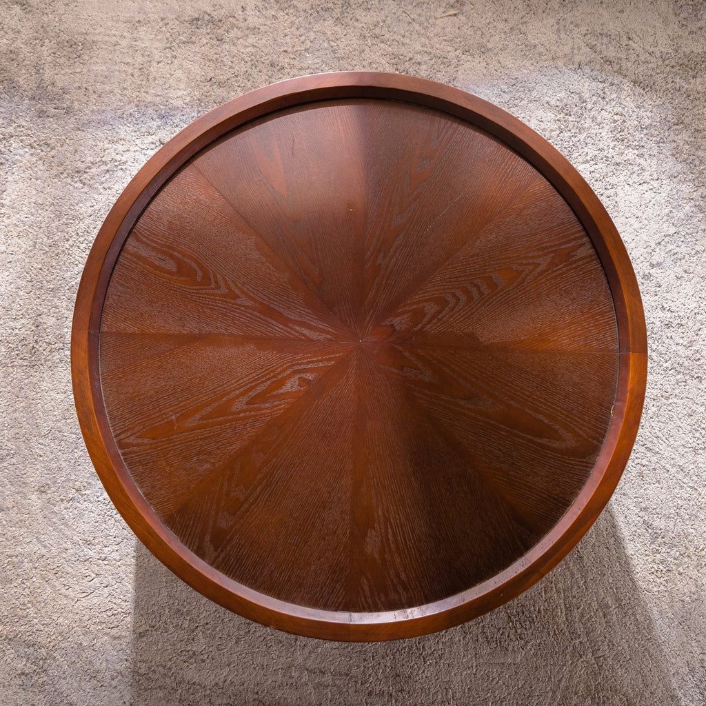 Round Coffee Table with Hidden Storage Removable Top,Modern Luxury Circle Drum Coffee Tables,Solid Wood Veneered Circle Center Table with Sturdy Pedestal for Living Room,Easy Assembly Coffee Table