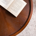 Round Coffee Table with Hidden Storage Removable Top,Modern Luxury Circle Drum Coffee Tables,Solid Wood Veneered Circle Center Table with Sturdy Pedestal for Living Room,Easy Assembly Coffee Table