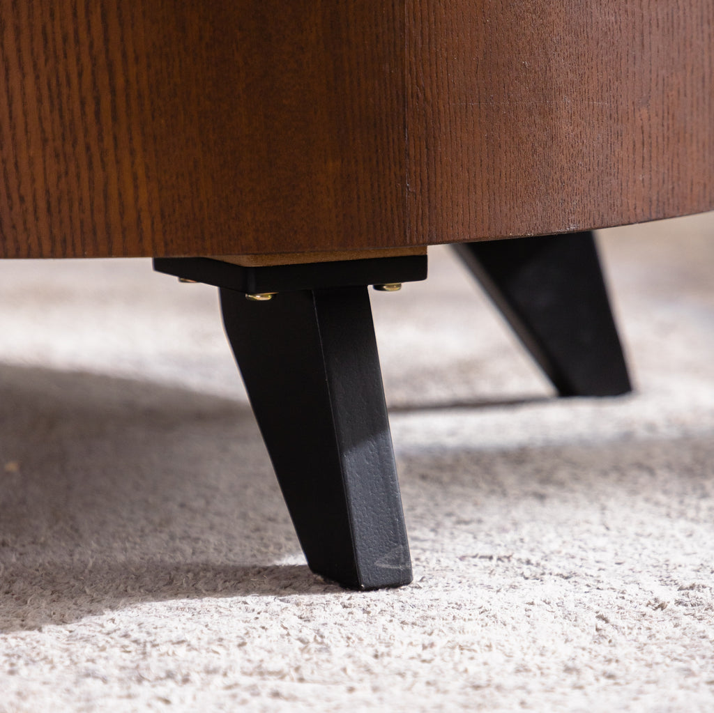 Round Coffee Table with Hidden Storage Removable Top,Modern Luxury Circle Drum Coffee Tables,Solid Wood Veneered Circle Center Table with Sturdy Pedestal for Living Room,Easy Assembly Coffee Table