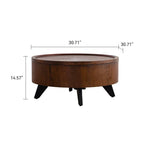 Round Coffee Table with Hidden Storage Removable Top,Modern Luxury Circle Drum Coffee Tables,Solid Wood Veneered Circle Center Table with Sturdy Pedestal for Living Room,Easy Assembly Coffee Table