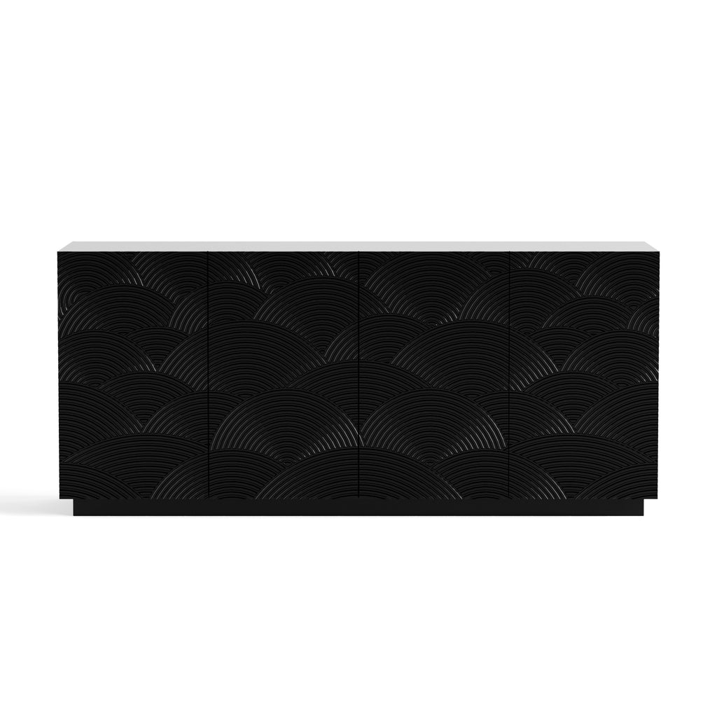 Sideboard Buffet Cabinet, 4 Doors Modern Accent Storage Sideboard, Luxurious Floor Cabinet Buffet with Freestanding Anti Dumping for Kitchen, Living Room, 59' Wide Rectangular Buffet Table(Black)