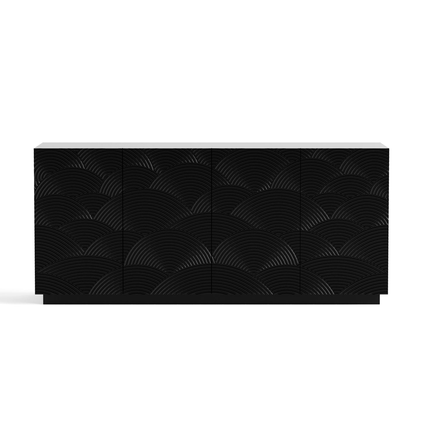 Sideboard Buffet Cabinet, 4 Doors Modern Accent Storage Sideboard, Luxurious Floor Cabinet Buffet with Freestanding Anti Dumping for Kitchen, Living Room, 59' Wide Rectangular Buffet Table(Black)