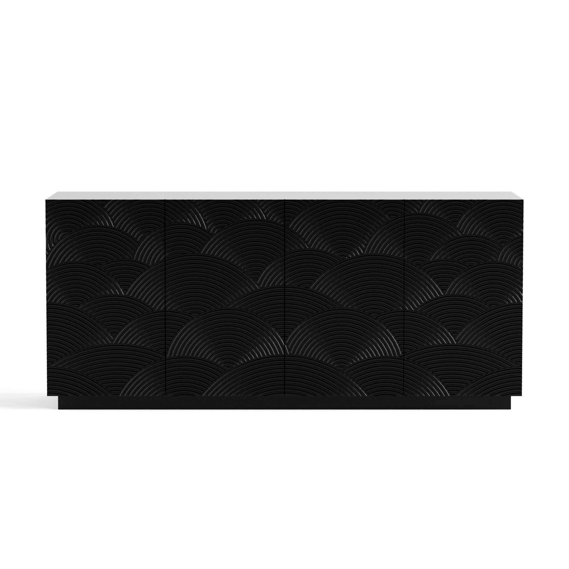 Sideboard Buffet Cabinet, 4 Doors Modern Accent Storage Sideboard, Luxurious Floor Cabinet Buffet with Freestanding Anti Dumping for Kitchen, Living Room, 59' Wide Rectangular Buffet Table(Black)