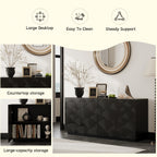 Sideboard Buffet Cabinet, 4 Doors Modern Accent Storage Sideboard, Luxurious Floor Cabinet Buffet with Freestanding Anti Dumping for Kitchen, Living Room, 59' Wide Rectangular Buffet Table(Black)