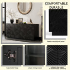 Sideboard Buffet Cabinet, 4 Doors Modern Accent Storage Sideboard, Luxurious Floor Cabinet Buffet with Freestanding Anti Dumping for Kitchen, Living Room, 59' Wide Rectangular Buffet Table(Black)