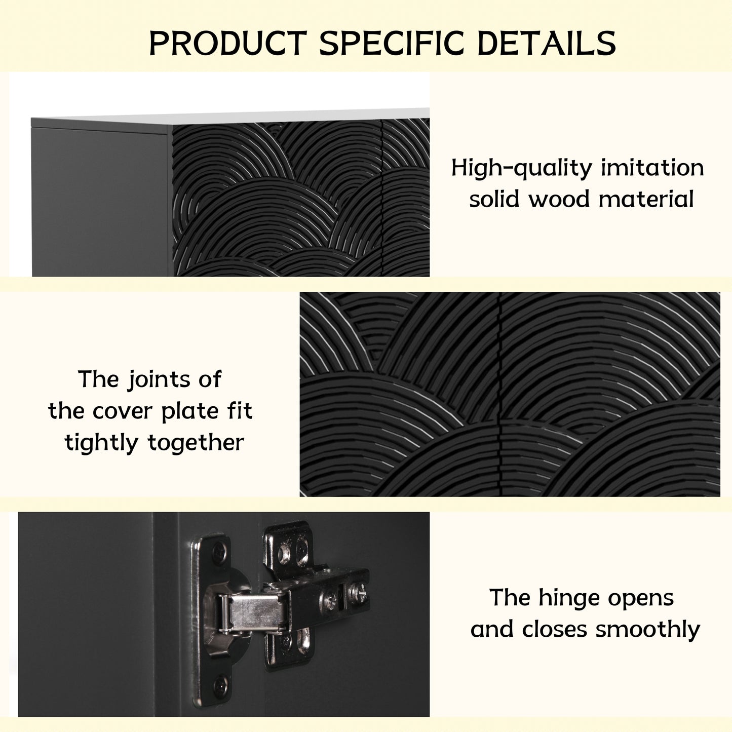 Sideboard Buffet Cabinet, 4 Doors Modern Accent Storage Sideboard, Luxurious Floor Cabinet Buffet with Freestanding Anti Dumping for Kitchen, Living Room, 59' Wide Rectangular Buffet Table(Black)