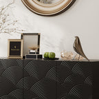 Sideboard Buffet Cabinet, 4 Doors Modern Accent Storage Sideboard, Luxurious Floor Cabinet Buffet with Freestanding Anti Dumping for Kitchen, Living Room, 59' Wide Rectangular Buffet Table(Black)