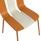 Four-piece set of modern striped color-blocking single chairs, waterproof and fade-resistant, in beige, white and orange.Dimensions: 20.47*18.9*31.5 (in). PP seats with powder-coated metal legs.