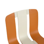 Four-piece set of modern striped color-blocking single chairs, waterproof and fade-resistant, in beige, white and orange.Dimensions: 20.47*18.9*31.5 (in). PP seats with powder-coated metal legs.