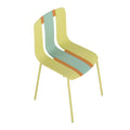 Four-Piece set of modern striped color-blocking single chairs, waterproof and fade-resistant, in Green, Yellow and Orange.Dimensions: 20.47*18.9*31.5 (in). PP seats with powder-coated metal legs.