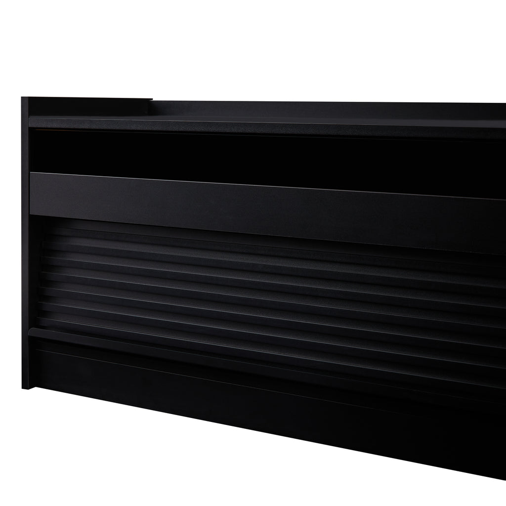 Mirod Modern TV Stand with Ample Storage,4 Drawer Design with Tempered Glass ,Built-in Charging Ports and Ambient LED Lighting ,Versatile for Any Decor Style