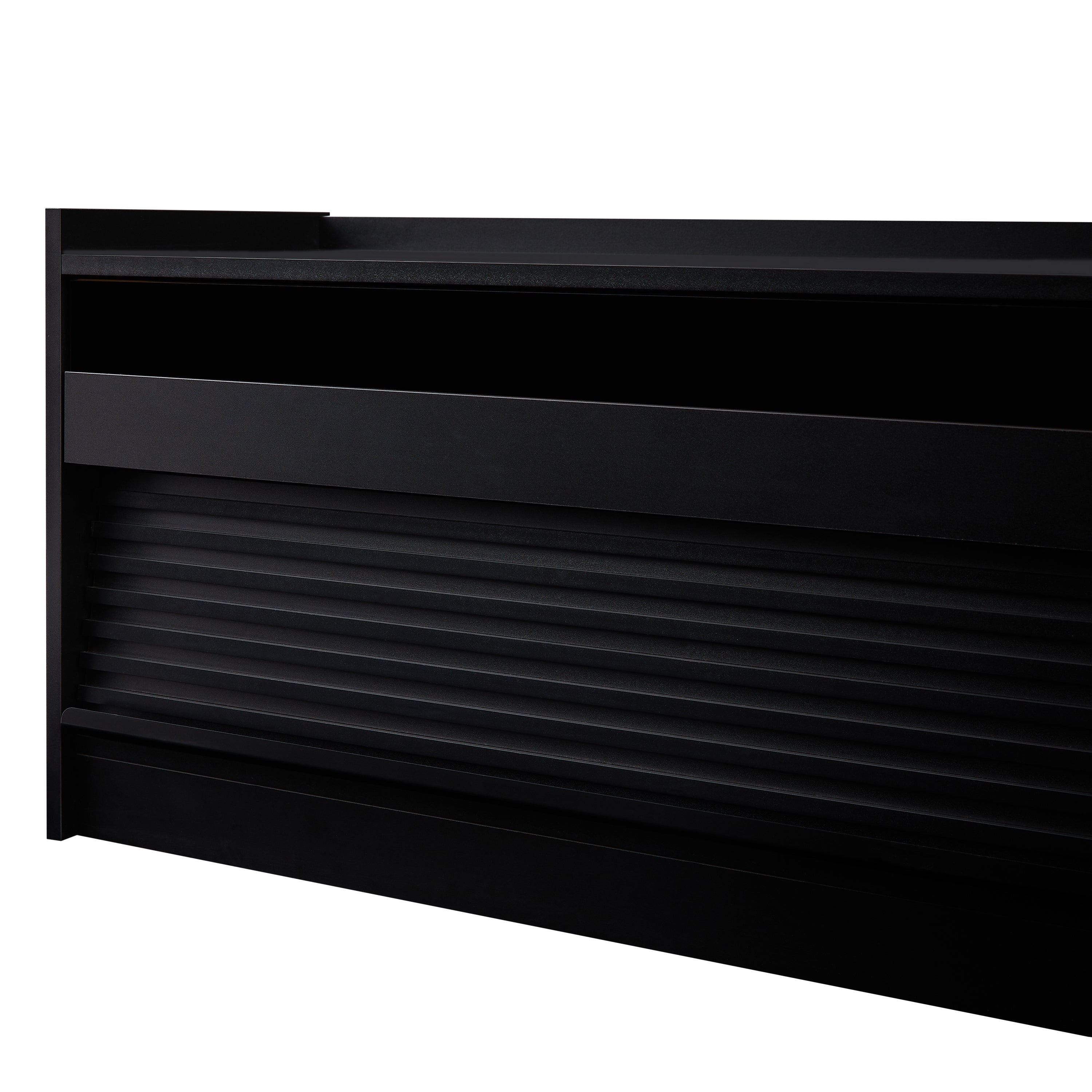 Mirod Modern TV Stand with Ample Storage,4 Drawer Design with Tempered Glass ,Built-in Charging Ports and Ambient LED Lighting ,Versatile for Any Decor Style