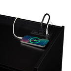 Mirod Modern TV Stand with Ample Storage,4 Drawer Design with Tempered Glass ,Built-in Charging Ports and Ambient LED Lighting ,Versatile for Any Decor Style