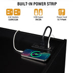 Mirod Modern TV Stand with Ample Storage,4 Drawer Design with Tempered Glass ,Built-in Charging Ports and Ambient LED Lighting ,Versatile for Any Decor Style