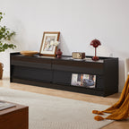 Mirod Modern TV Stand with Ample Storage,4 Drawer Design with Tempered Glass ,Built-in Charging Ports and Ambient LED Lighting ,Versatile for Any Decor Style