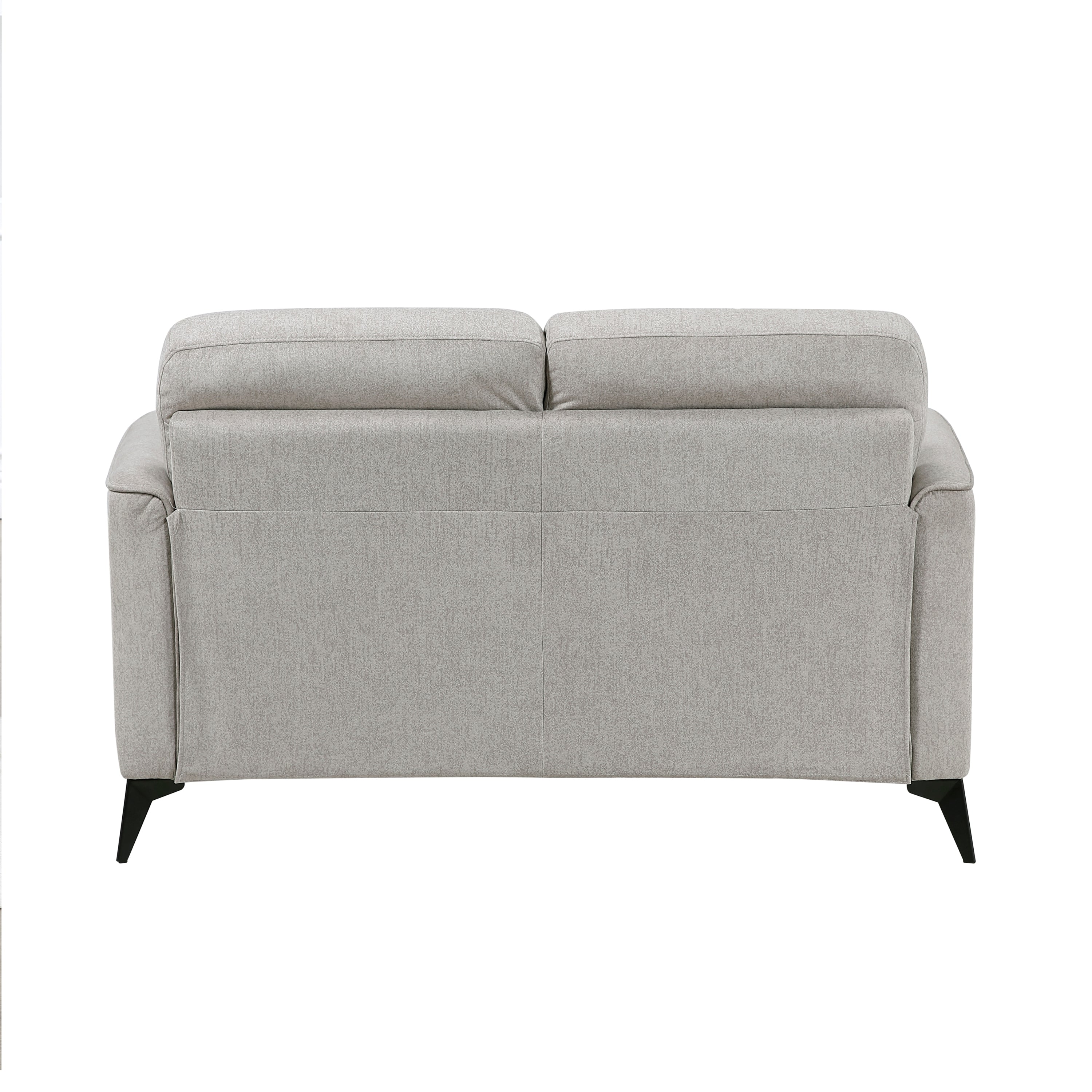 Modern Living Room Sofa Set 2pc Sofa Loveseat Tan Microfiber Upholstery Comfortable Cushion Seat Black Metal Legs Contemporary Furniture