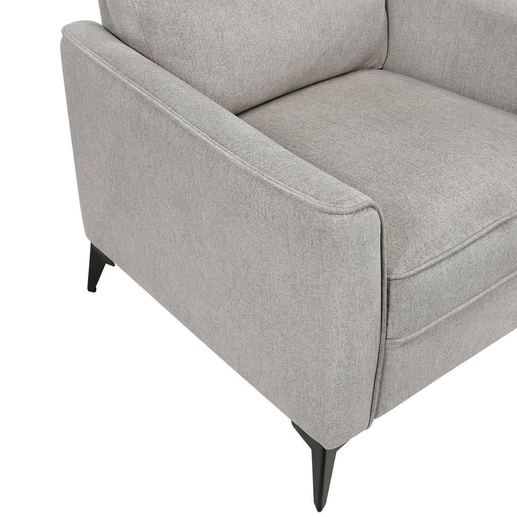 Modern Living Room Chair Tan Microfiber Upholstery Comfortable Cushion Seat Black Metal Legs Contemporary Furniture 1pc