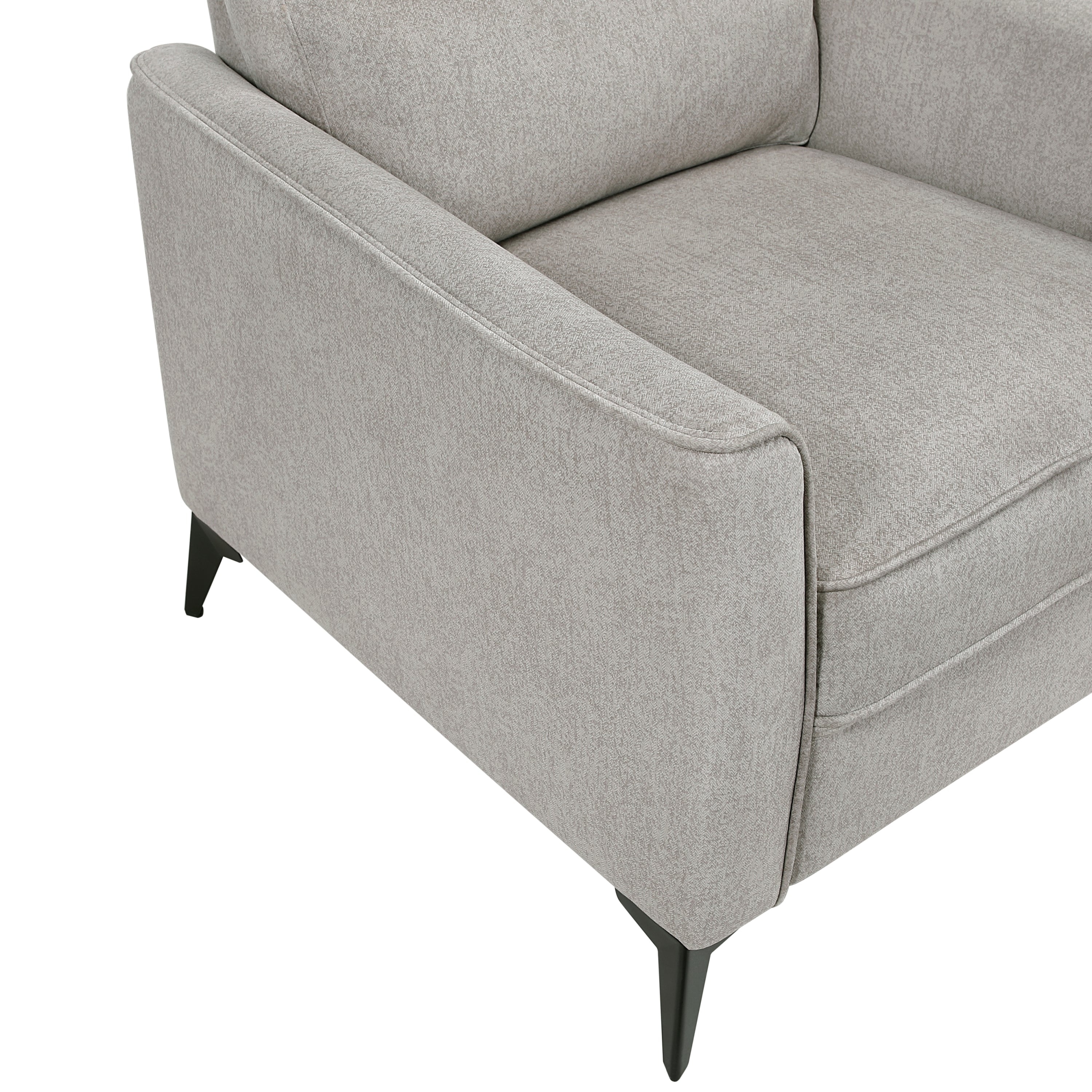 Modern Living Room Chair Tan Microfiber Upholstery Comfortable Cushion Seat Black Metal Legs Contemporary Furniture 1pc