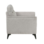 Modern Living Room Chair Tan Microfiber Upholstery Comfortable Cushion Seat Black Metal Legs Contemporary Furniture 1pc