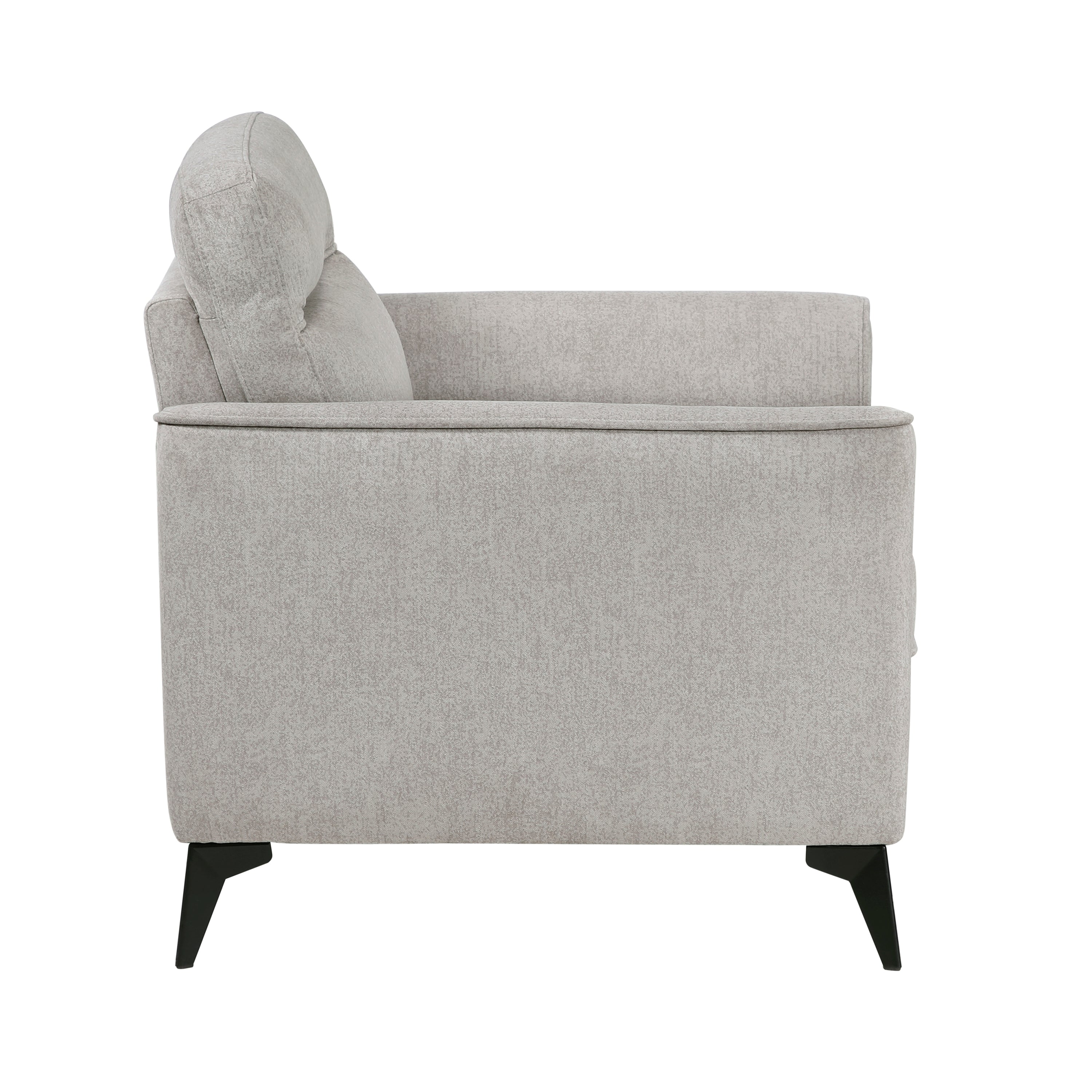 Modern Living Room Chair Tan Microfiber Upholstery Comfortable Cushion Seat Black Metal Legs Contemporary Furniture 1pc