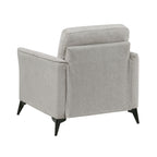 Modern Living Room Chair Tan Microfiber Upholstery Comfortable Cushion Seat Black Metal Legs Contemporary Furniture 1pc