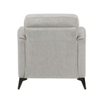 Modern Living Room Chair Tan Microfiber Upholstery Comfortable Cushion Seat Black Metal Legs Contemporary Furniture 1pc