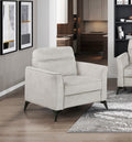 Modern Living Room Chair Tan Microfiber Upholstery Comfortable Cushion Seat Black Metal Legs Contemporary Furniture 1pc