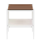 Set of 2 Rectangle End Table, Tempered Glass Tabletop with MDF layer, Modern Table for Living Room , Brown Glass