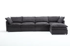 [VIDEO PROVIDED] Modern U-shaped Sectional Sofa ,5-seat Upholstered Sofa Furniture,Sleeper Sofa Couch with Chaise Lounge for Living Room,Apartment,Dark Gray,Polyester