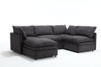 [VIDEO PROVIDED] Modern U-shaped Sectional Sofa ,5-seat Upholstered Sofa Furniture,Sleeper Sofa Couch with Chaise Lounge for Living Room,Apartment,Dark Gray,Polyester