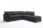 [VIDEO PROVIDED] Modern U-shaped Sectional Sofa ,5-seat Upholstered Sofa Furniture,Sleeper Sofa Couch with Chaise Lounge for Living Room,Apartment,Dark Gray,Polyester