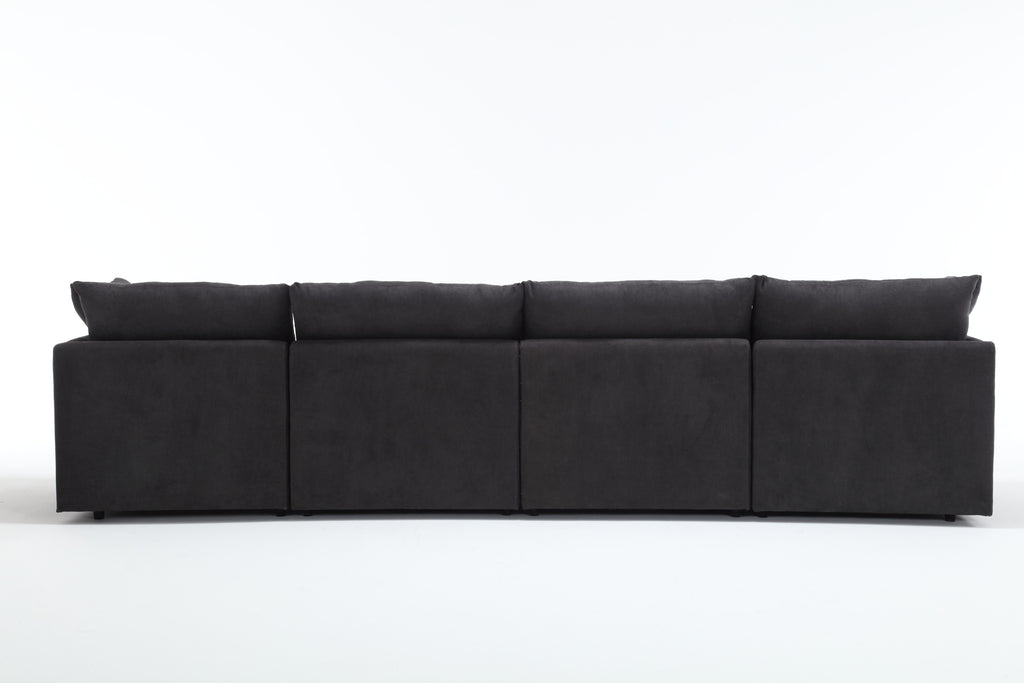 [VIDEO PROVIDED] Modern U-shaped Sectional Sofa ,5-seat Upholstered Sofa Furniture,Sleeper Sofa Couch with Chaise Lounge for Living Room,Apartment,Dark Gray,Polyester