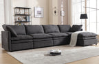 [VIDEO PROVIDED] Modern U-shaped Sectional Sofa ,5-seat Upholstered Sofa Furniture,Sleeper Sofa Couch with Chaise Lounge for Living Room,Apartment,Dark Gray,Polyester