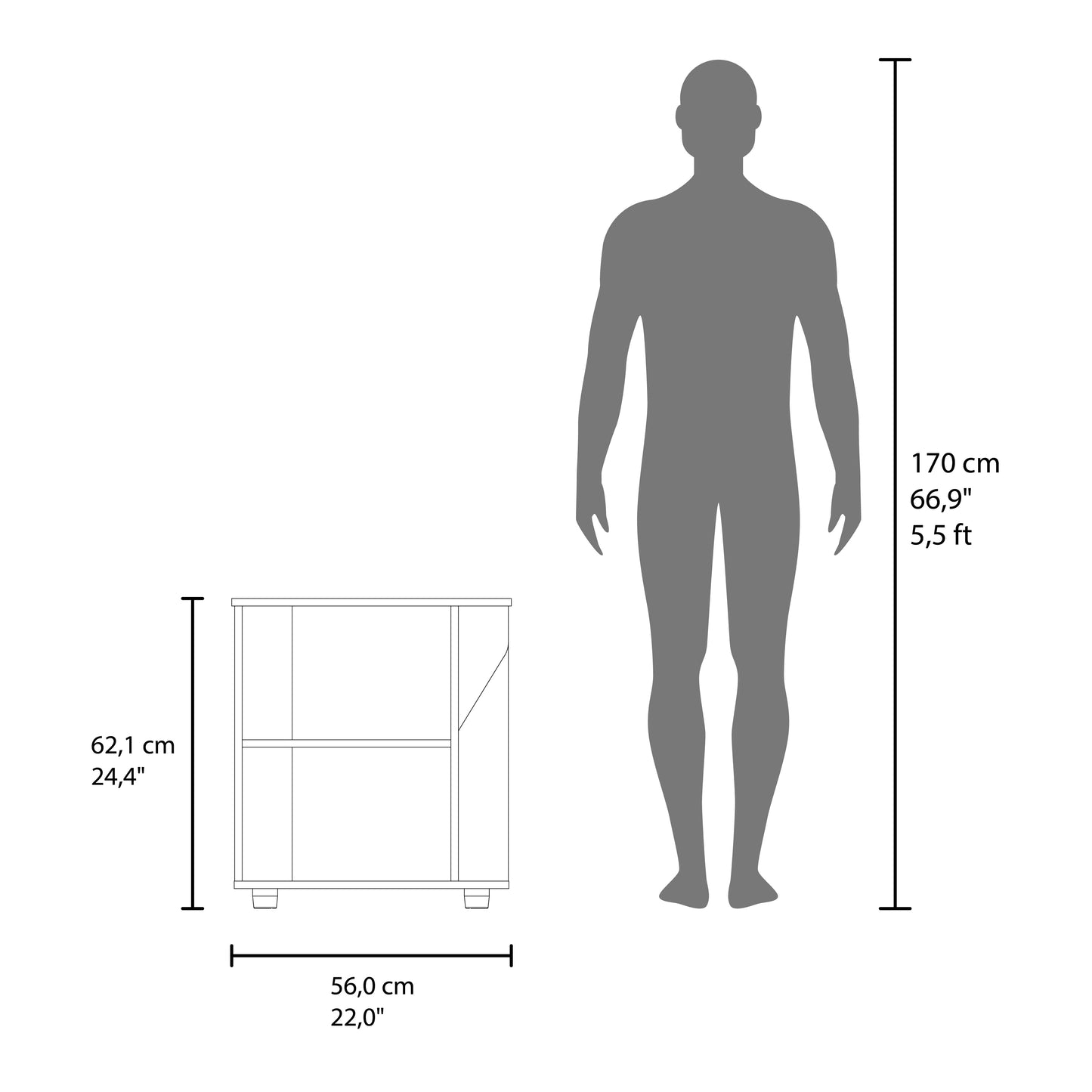Modern Under Sink Storage Cabinet for Pedestal Sink, Compact Bathroom Organizer with Side Compartment, White and Natural Oak
