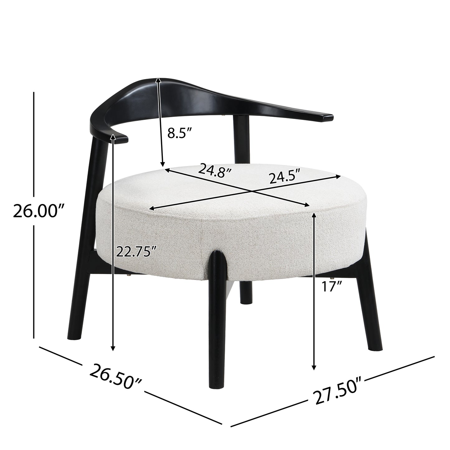 Upholstered Accent Chair, Modern Living Room Chairs, Reading Armchair for Sunroom Bedroom, Beige, Supports 300lbs