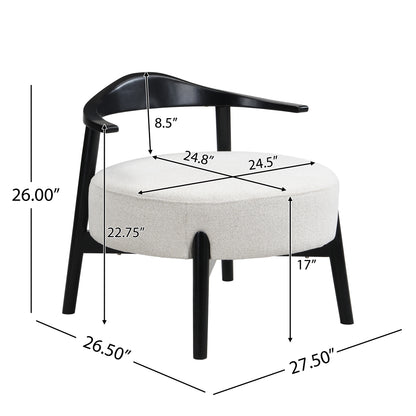 Upholstered Accent Chair, Modern Living Room Chairs, Reading Armchair for Sunroom Bedroom, Beige, Supports 300lbs