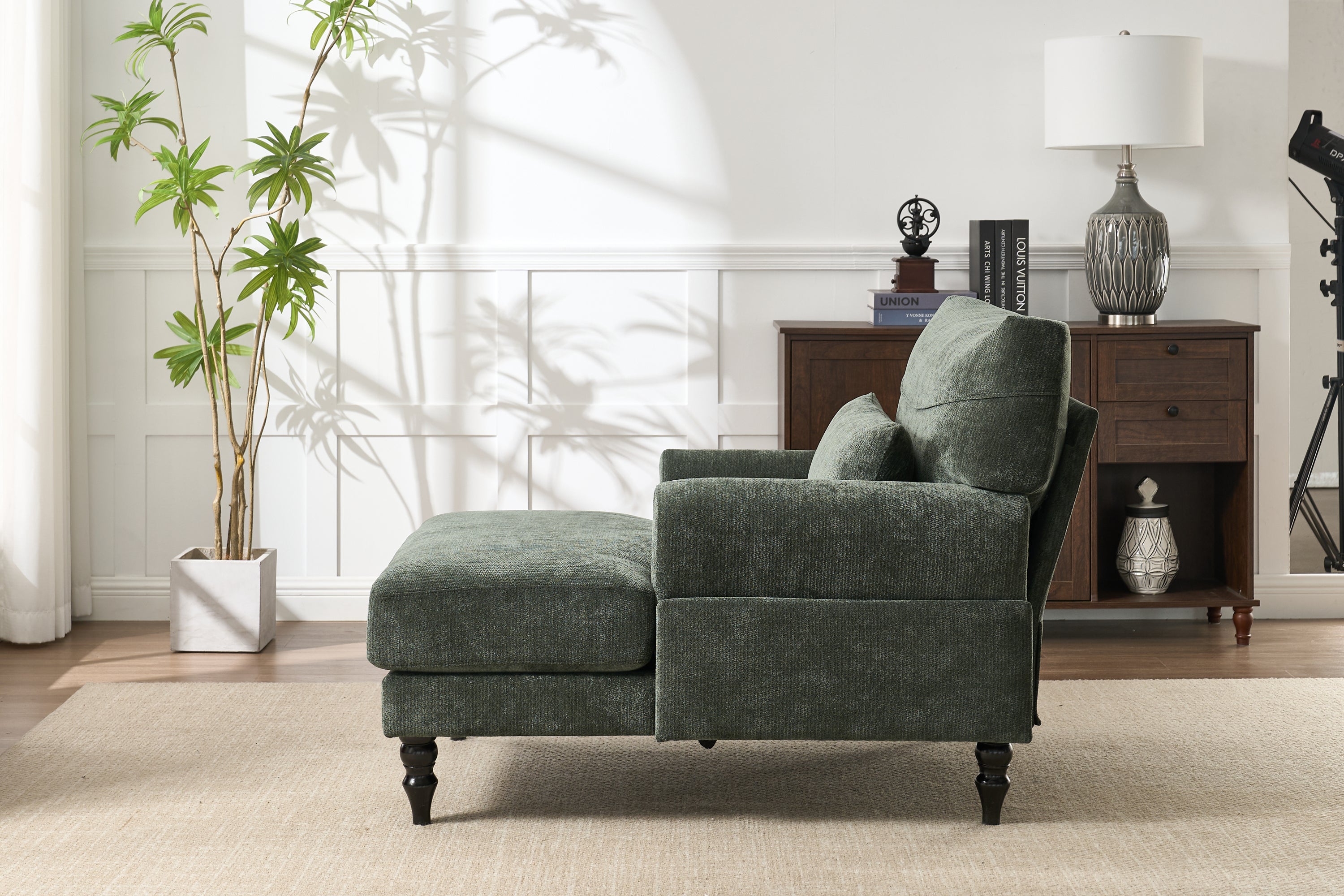 Modern Chaise Lounge , Upholstered Indoor Leisure Sofa Recliner, Chair Sleeper for Bedroom, Living Room, Study Room, Office, GREEN