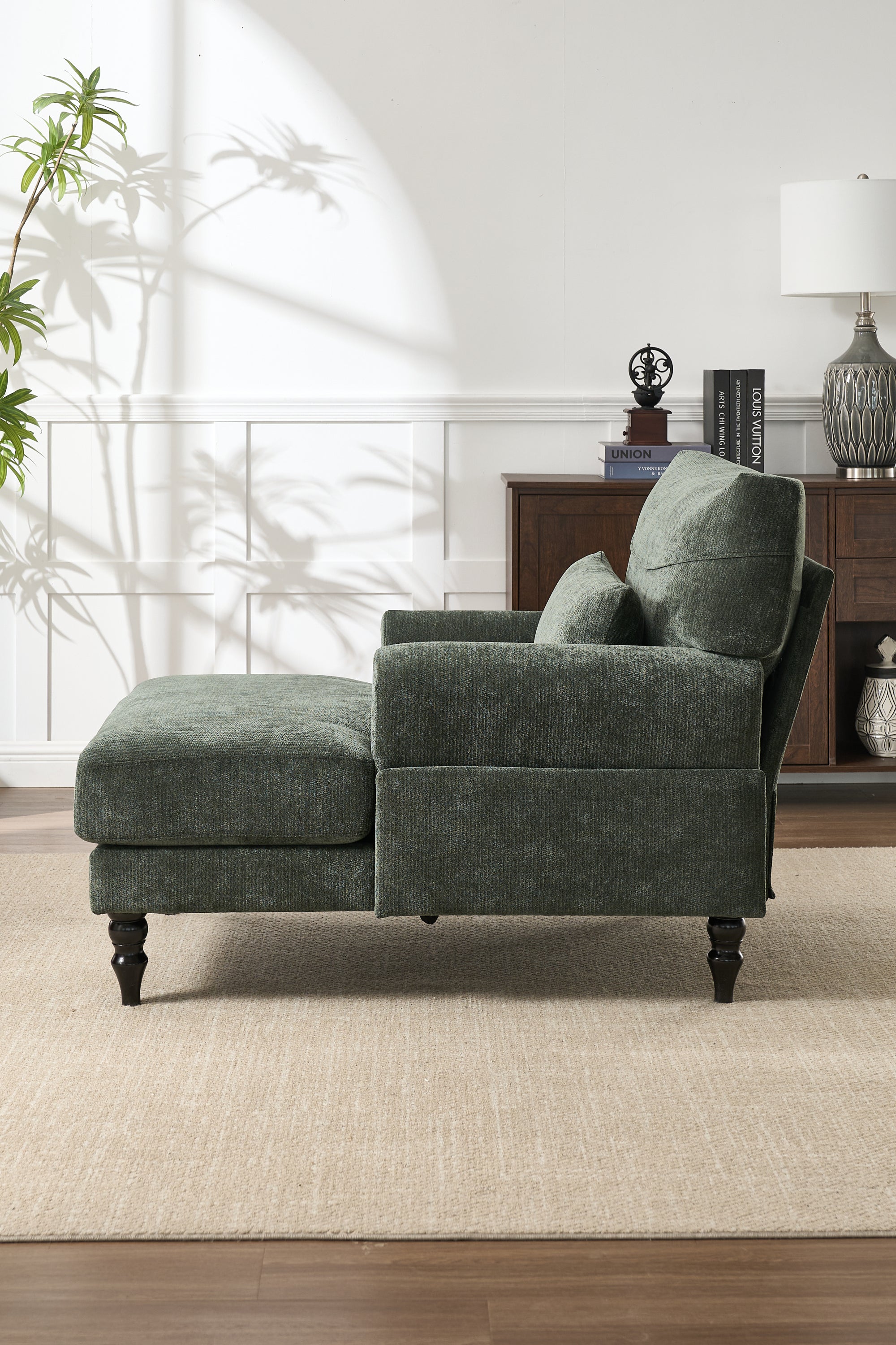 Modern Chaise Lounge , Upholstered Indoor Leisure Sofa Recliner, Chair Sleeper for Bedroom, Living Room, Study Room, Office, GREEN