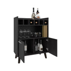 Vance 40' High Bar Cabinet with Six Bottle Cubbies, Two Double Door Cabients, Four Shelves, Living Room, Wine Rack, Liquoar Cabient Dark Wengue