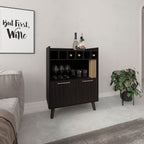 Vance 40' High Bar Cabinet with Six Bottle Cubbies, Two Double Door Cabients, Four Shelves, Living Room, Wine Rack, Liquoar Cabient Dark Wengue