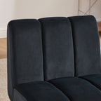 Modern Upholstered Armless Chair with Velvet Fabric and Black Metal Legs for Living Room, Bedroom, Office