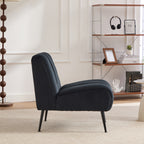 Modern Upholstered Armless Chair with Velvet Fabric and Black Metal Legs for Living Room, Bedroom, Office