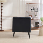 Modern Upholstered Armless Chair with Velvet Fabric and Black Metal Legs for Living Room, Bedroom, Office