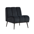 Modern Upholstered Armless Chair with Velvet Fabric and Black Metal Legs for Living Room, Bedroom, Office