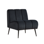 Modern Upholstered Armless Chair with Velvet Fabric and Black Metal Legs for Living Room, Bedroom, Office