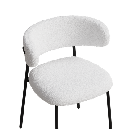 dining chairs set of 2 white , medieval modern dining chairs, teddy velvet chairs with metal legs, kitchen, easy to assemble suitable for home and office use