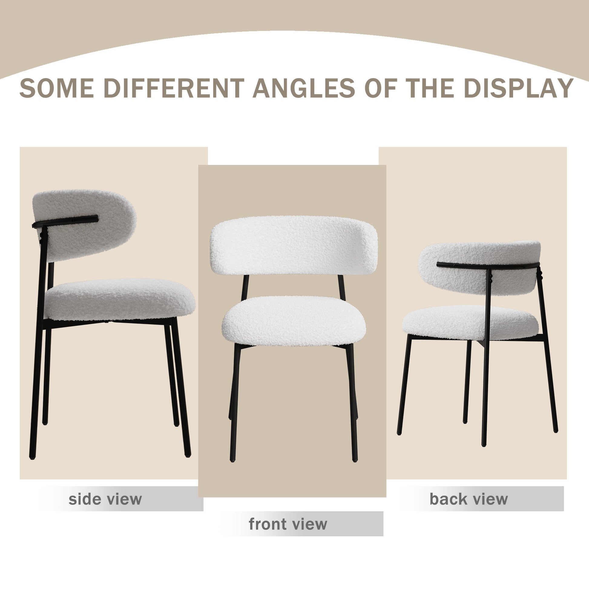 dining chairs set of 2 white , medieval modern dining chairs, teddy velvet chairs with metal legs, kitchen, easy to assemble suitable for home and office use